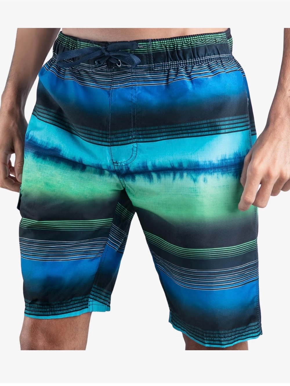 Kanu Surf Green and Blue Gradient Stripe Swim Shorts